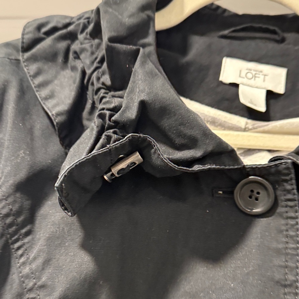 LOFT Black Ruffle Utility Jacket - Picture 3 of 6